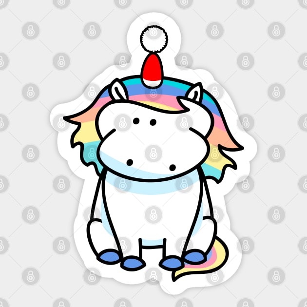 Unicorn with santa hat Sticker by spontania